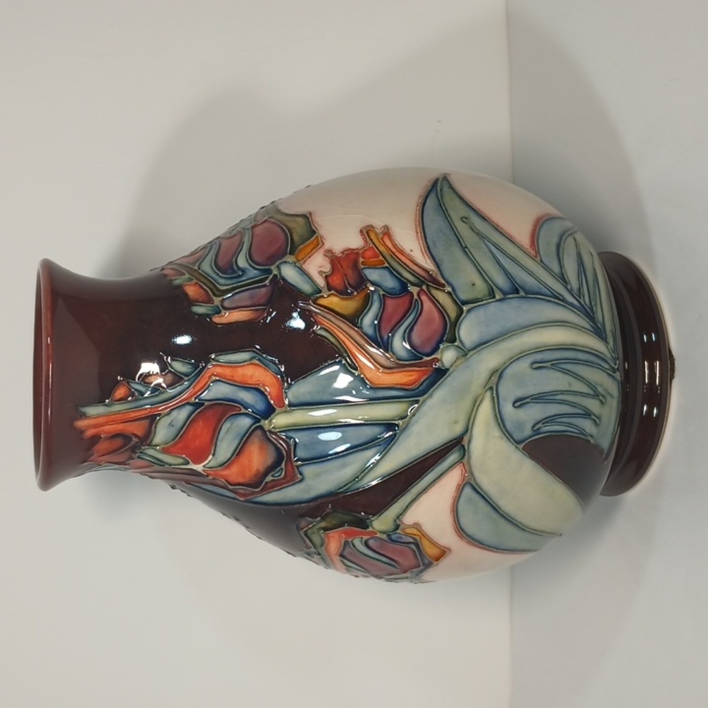 Rare VTG Moorcraft 7.5" Baluster Vase Tulip Pattern by Sally Tuffin c.1989
